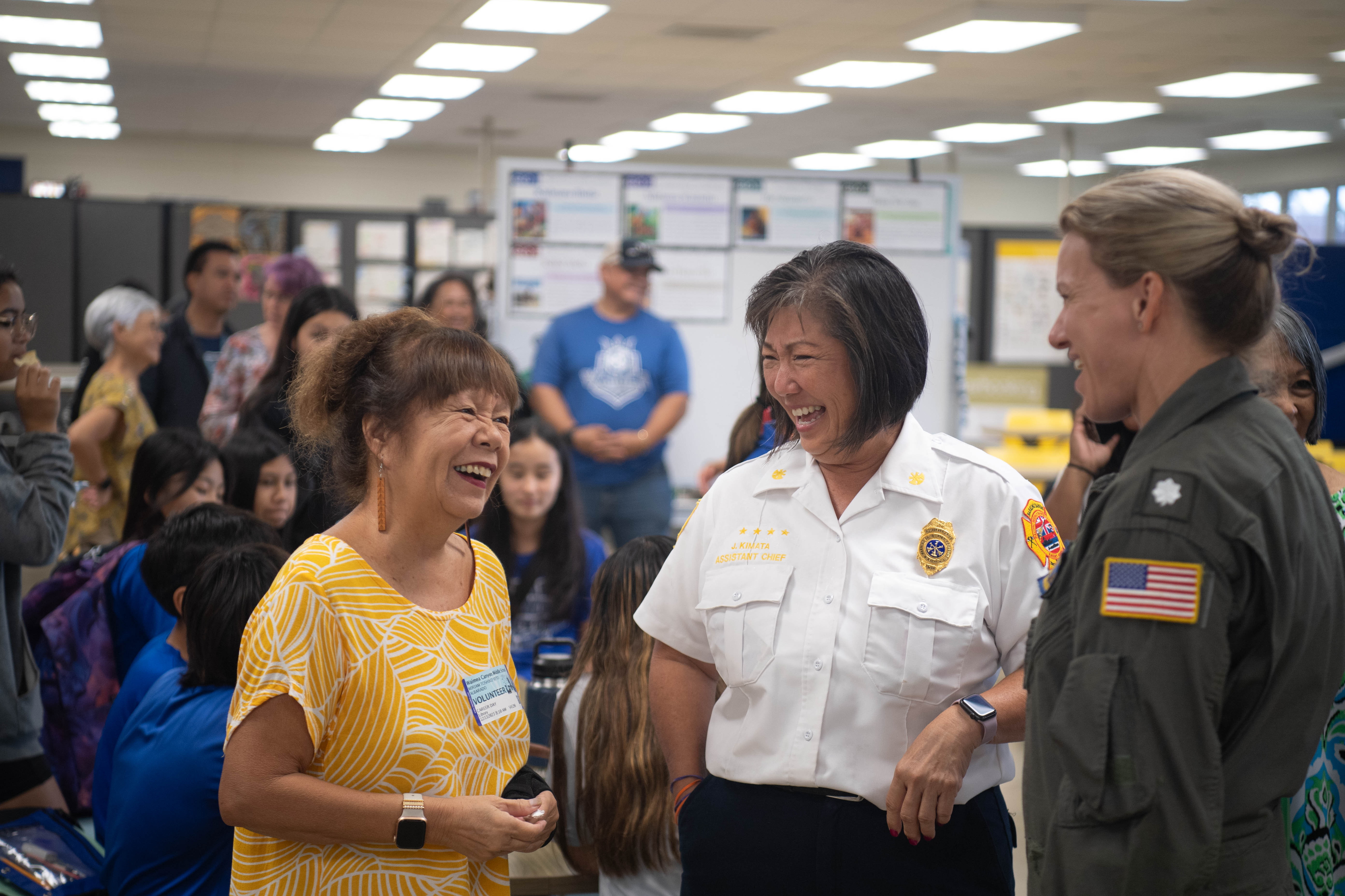This is an image of a Pacific Missile Range Facility career day visit at Waimea Canyon Middle School.